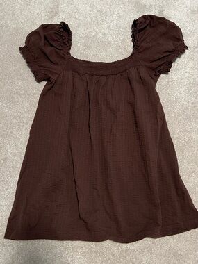 Miss Selfridge Chocolate Brown Puff Sleeve Square Neck mini dress size 6 US